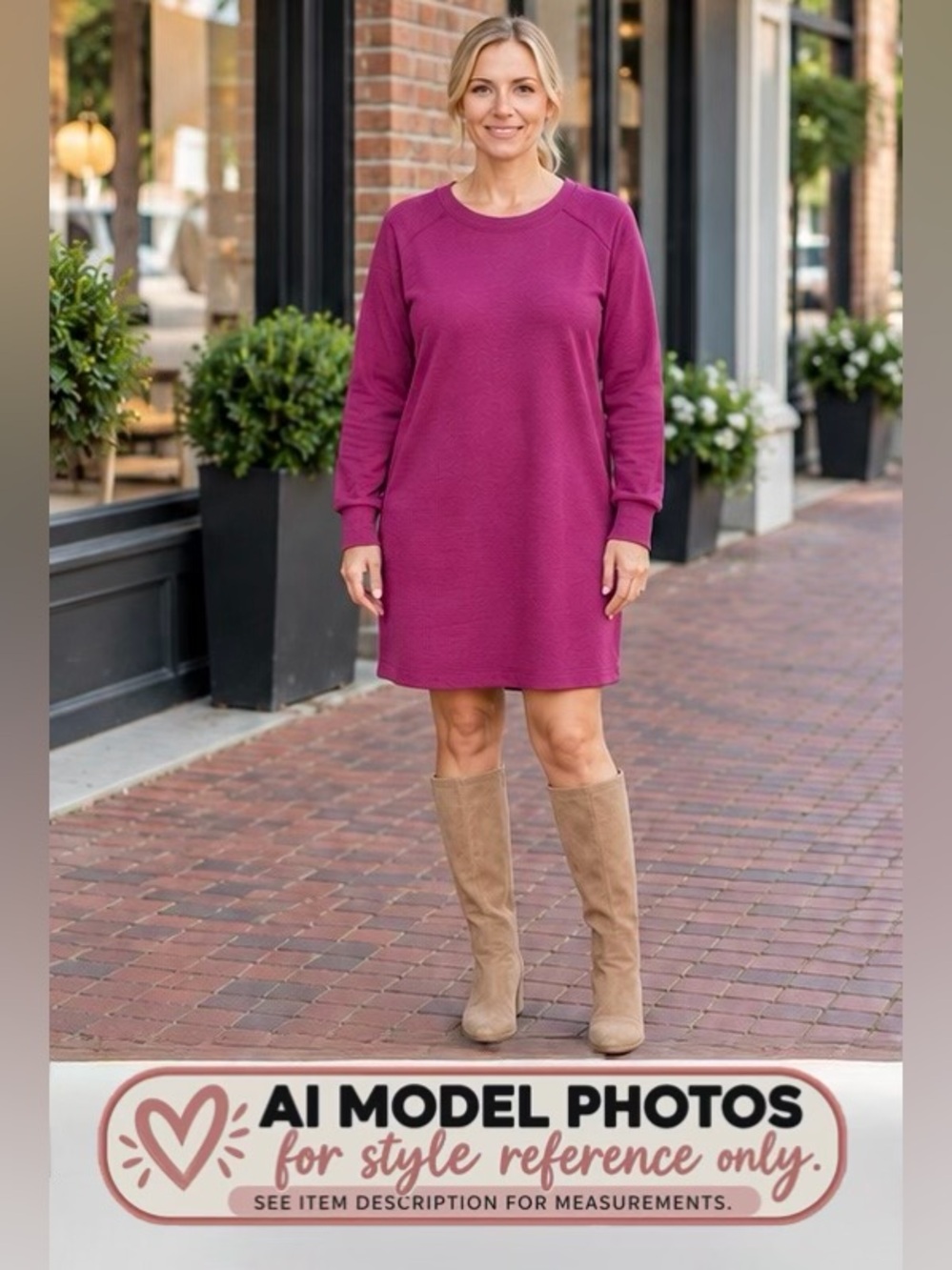Dear Scarlett Long Sleeve Dress in Magenta - Size XL - NWT